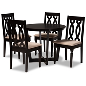 Baxton Studio Julie Modern and Contemporary Sand Fabric Upholstered and Dark Brown Finished Wood 5-Piece Dining Set